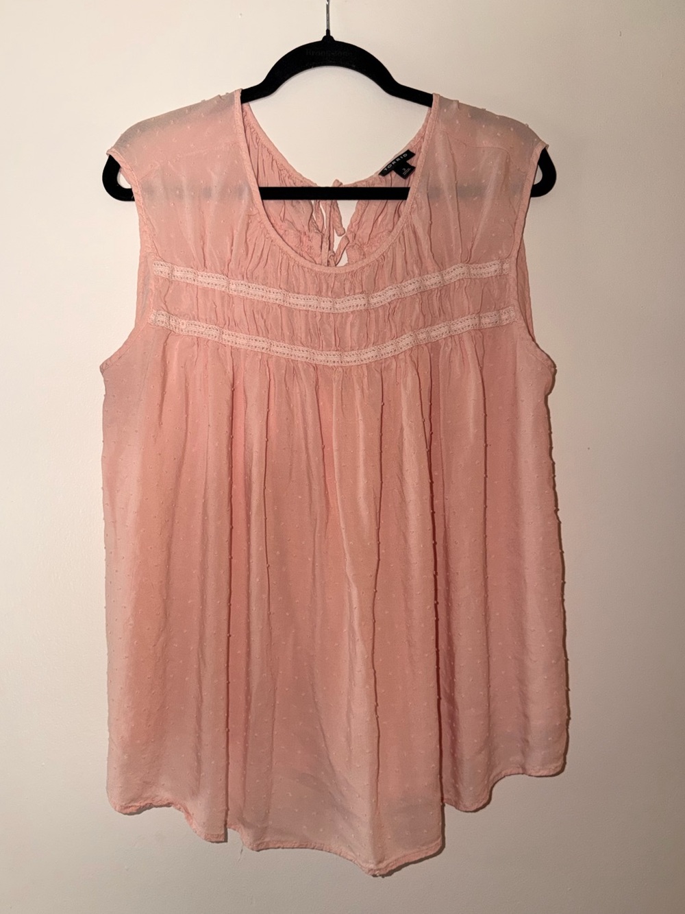 torrid Blush Pink Swiss Dot Lace Yoke Sleeveless Tunic